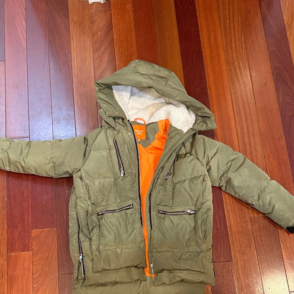 Orolay Kids Olive Jacket with Orange Accents